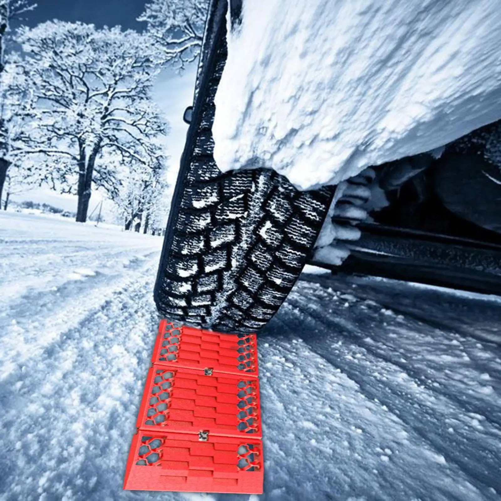 2Pcs Folding Traction Boards Nonslip Plate Tire Grip Grabber Tyre Mat Portable