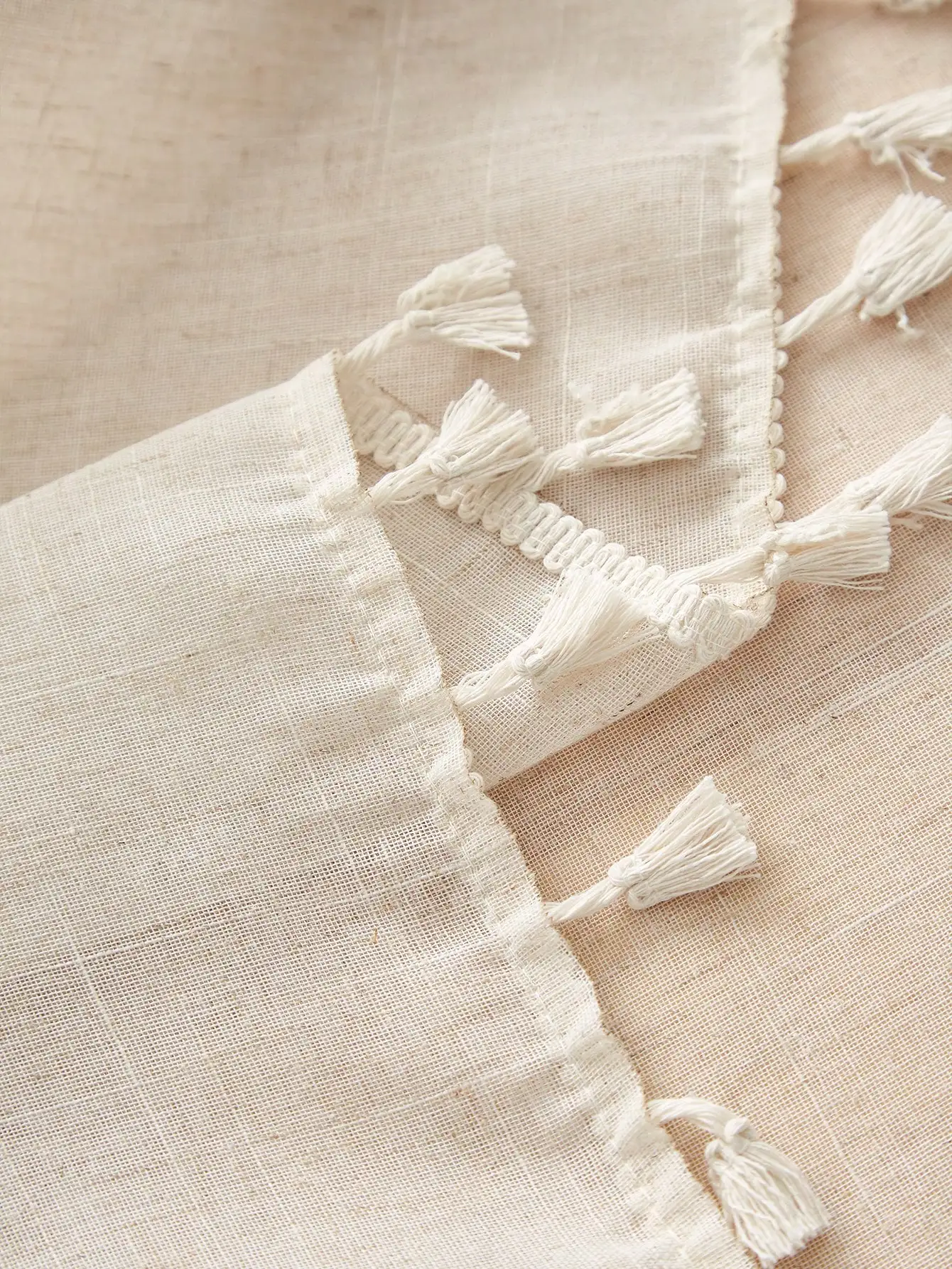 Beige linen square tablecloth, retro countryside style, kitchen living room coffee table decoration tablecloth 6