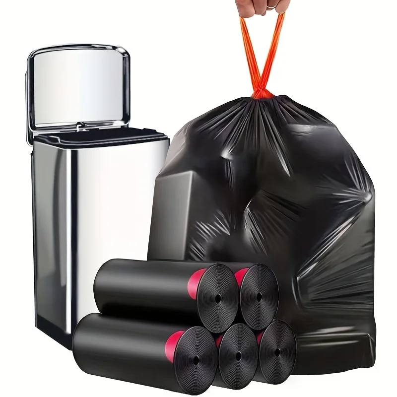 Disposable Trash Bags 1 Roll 15pcs Extra-Large 35-Gallon Foldable Multi-Purpose Home Outdoor Car Kitchen