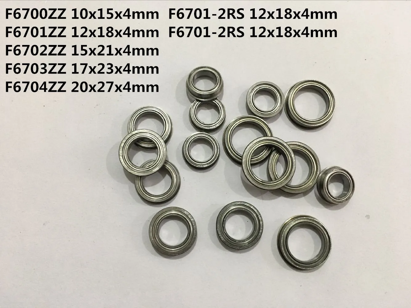 

2-5pc F6700ZZ F6701ZZ F6702ZZ F6703ZZ F6704ZZ F6701-2RS Flange Bearing Ultra Thin Wall Ball Bearing Metal Rubber Shield Bearing