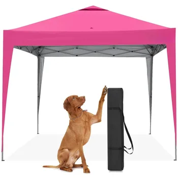 10x10 Pop Up Canopy Tent Instant Setup Waterproof UV Protection Portable Compact for Camping Beach Party Outdoor Event, Custom (Pink) 1