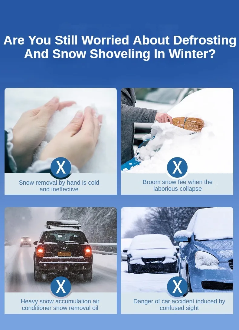 EAFC 1PCS Car Snow Shovel Brush Non Slip Sturdy Ice Scraper Durable Portable Window Removal Ice Cleaning Tool for AUTO SUV