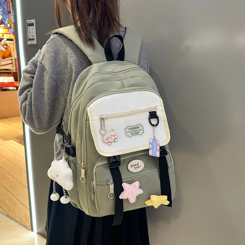 New Large Capacity Women's School Backpack Cute Casual Travel Rucksack for College Students Outdoor Hiking Bag