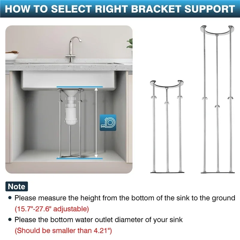 Stainless Steel Wash Basin C-shaped Mouth Fixed Support Bracket Kitchen Bathroom Toilet Height Adjustable Basin Support Frame 6