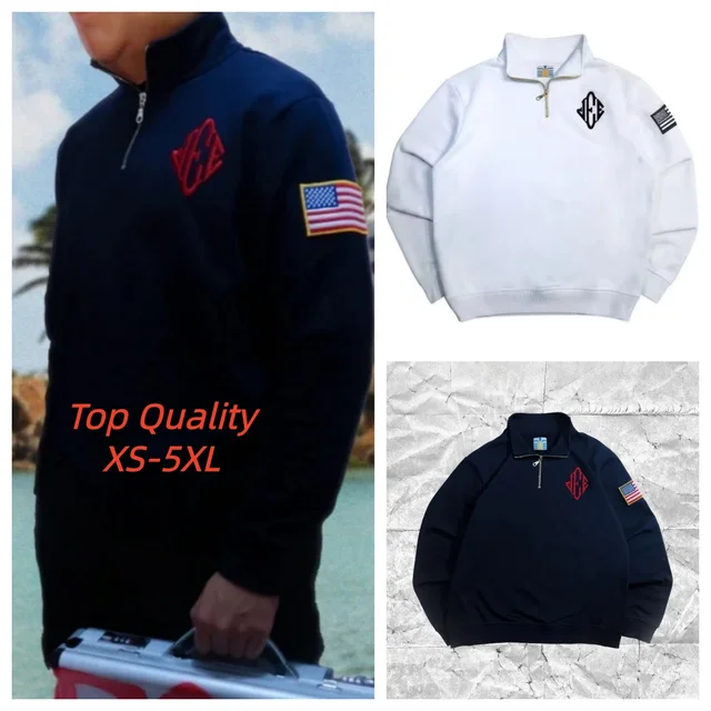 Y2K Retro Quarterzip Pullover Hoodie Epstein Embroidery Pattern Sweatshirt American Vintage Casual Streetwear Men Oversized Coat 1