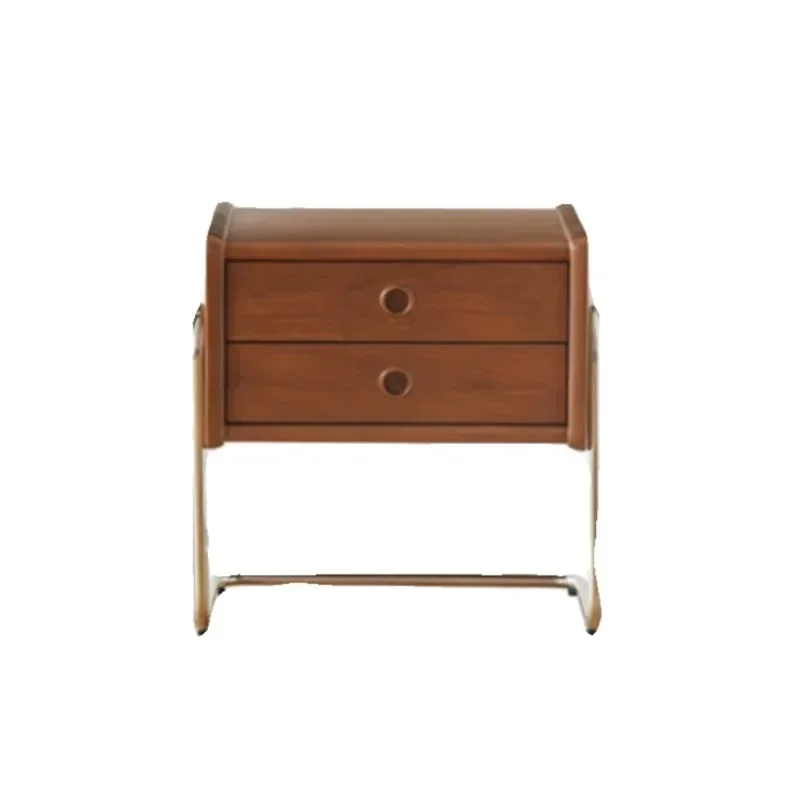 Vintage Solid Wood Bedside Cabinet Bedroom Minimalist Coffee Table 2 Layers Drawers Storage Rack Versatile Scene Nightstand
