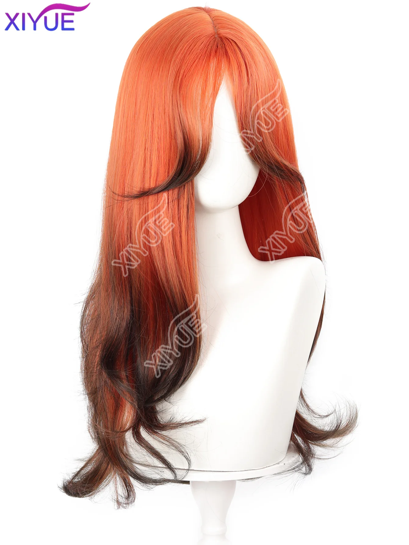 XIYUE Gradient Wig Women's Medium length Orange Gradient Black Wig Natural Appearance Synthetic Wig Daily Party Halloween