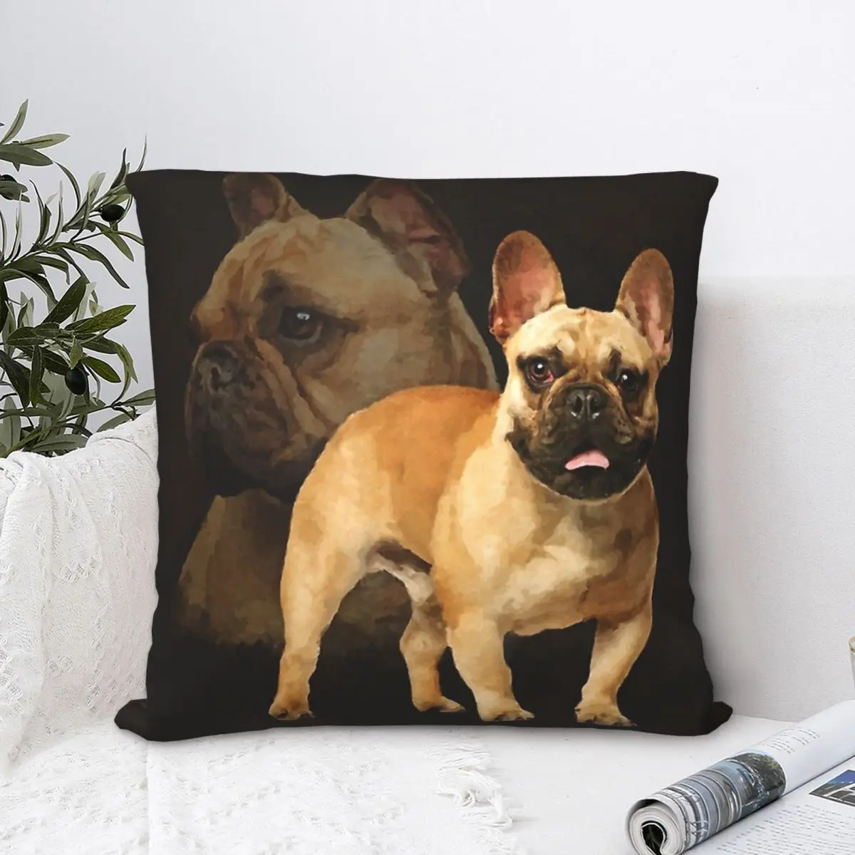 Puppy Art Pillowcase French Bulldog Backpack Cushion For Bedroom DIY Printed Office Hug Decorative |