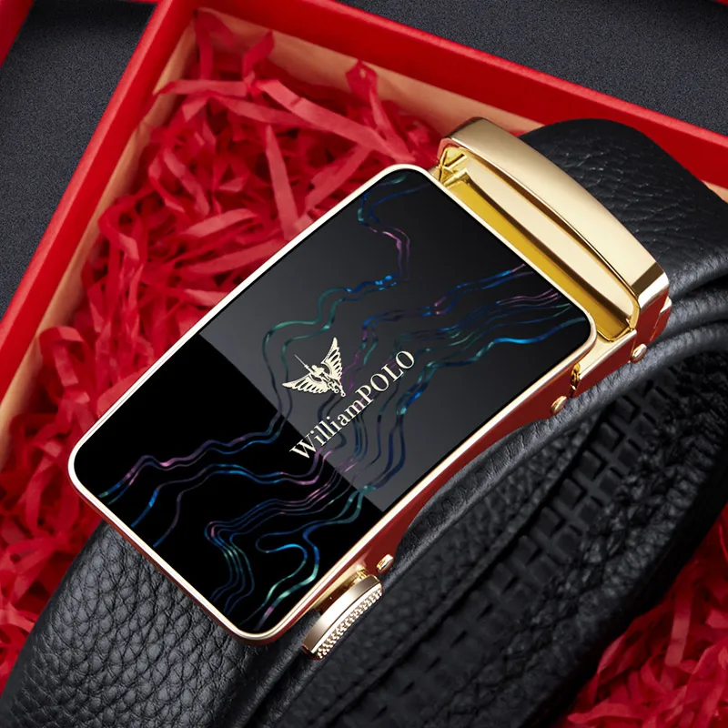 Men's genuine leather business belt automatic buckle high-end belt casual fashion belt - Image 2