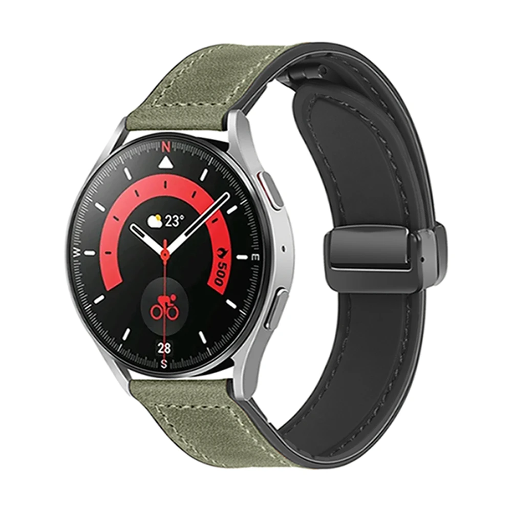 Premium Leather Silicone Magnetic Strap - Universal Moonwatch Replacement Band, 18mm/20mm/22mm