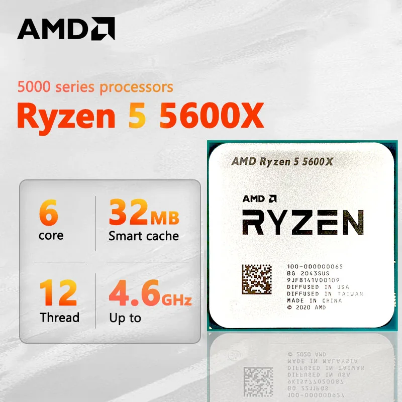 AMD New Ryzen 5 5600X , R5 5600X CPU processor without fan 