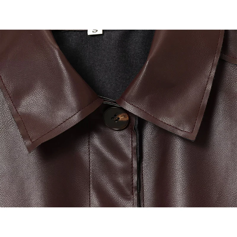 TFMLN Autumn New Leather Jakcet For Women 2025 Fashion Pockets Outerwear Lapel Pu Coats Winter Streetwear Ladies Tops Women