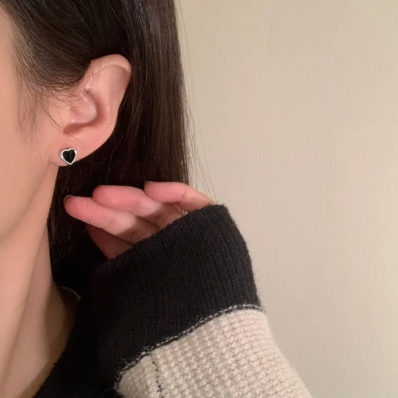 S5226f2ed4acf4d388af000c59523b8caT Silver Color Metal Earring set Love Heart Charm Earring Women Hoop Earring 6 on Irregular Geometric Cherry 6 PCs Set Mallzona