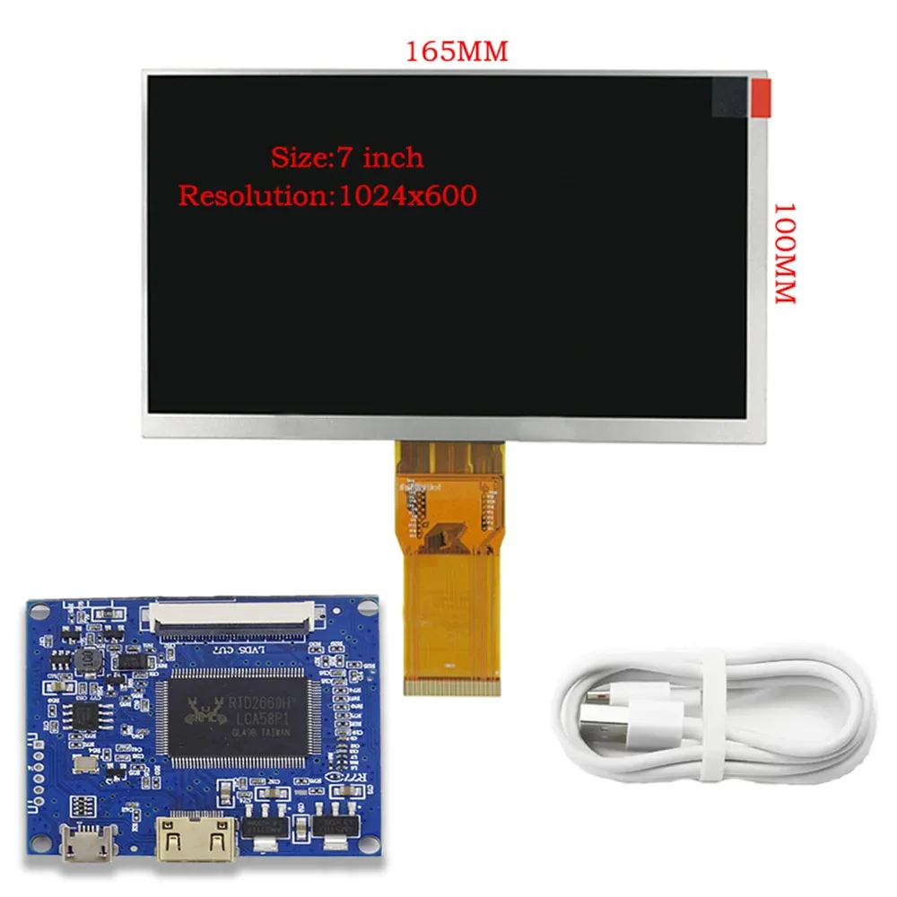 7 인치 1024*600 화면 디스플레이 LCD 모니터 드라이버 제어 보드 Lattepanda,Raspberry Pi Banana Pi PC 용 미니 HDMI 호환