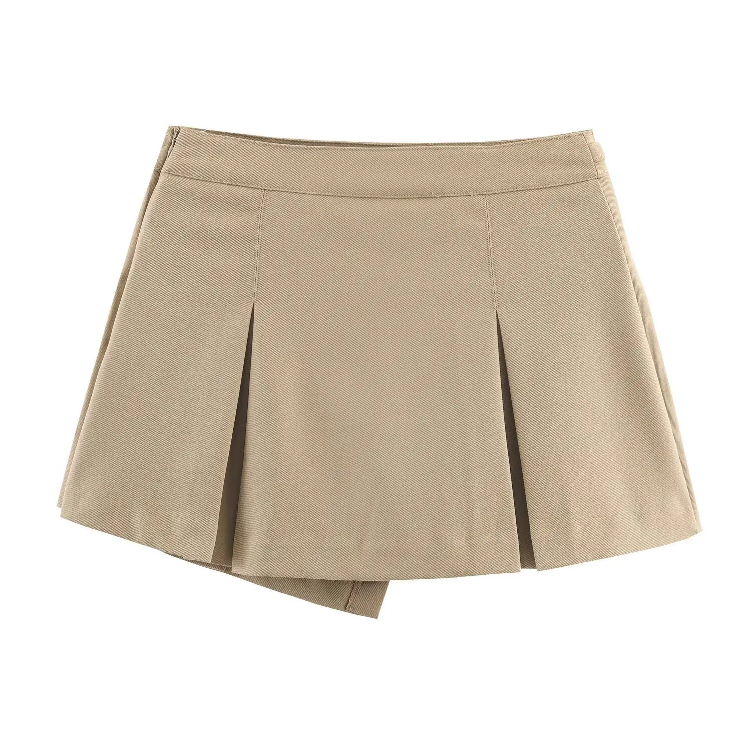 Women's Workwear Style Mini PantSkirts With Asymmetric Waistband Design Female Fashion With Pockets High Street Short Shorts