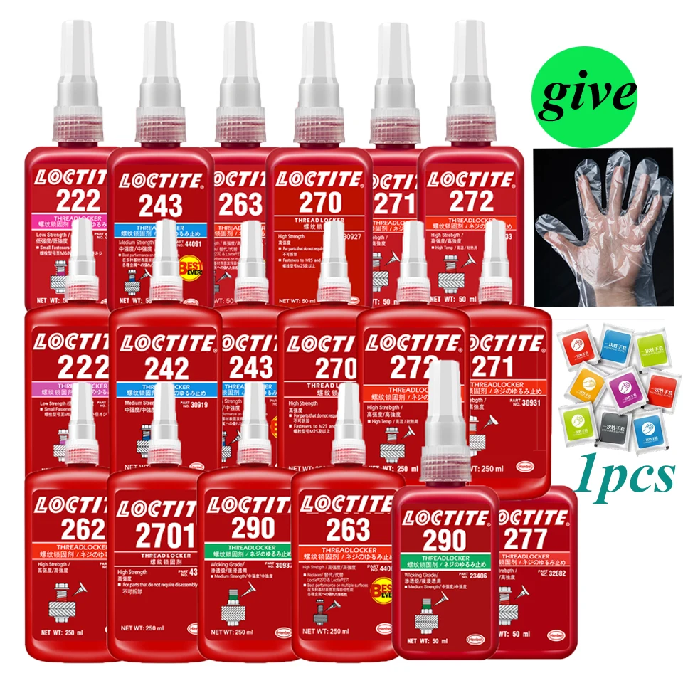 give gloves screw glue loctite 222 242 243 262 263 270 271 272 277 290
