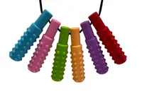1 Pack Sensory Chewable Necklace Brick Chewy Kids Silicone Bite Pencil Tip Teeth Toy, Silicone Teeth for Autistic Kids 2