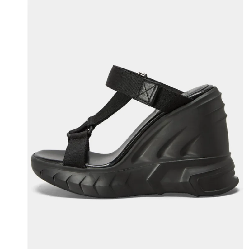 

Wedge Platform Braided Strap Slippers Summer for Woman Outerwear Slip On Flip Flops Round Toe Thick Bottom High Heel Luxury
