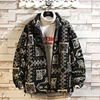 Autumn Winter Lamb Wool Jacket for Men's Thickened Warm Stand Collar Coat Retro Jacquard Loose Casual Jacket Social Men Clothing 2
