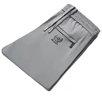 High-end Ice Silk Pants Men's Elastic Waist Loose-fit Sports Thin Straight-leg Casual Pants For Middle-aged Young Men