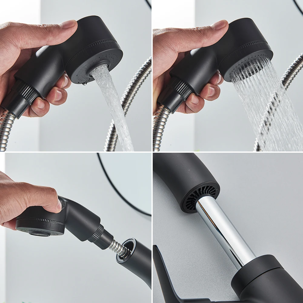 Pull Out Bathroom Sink Faucet Hot and Cold Water Mixer Crane Lift Up and down Chrome 360 Degree Water Mixer Tap Black basin faucet,bathroom faucet