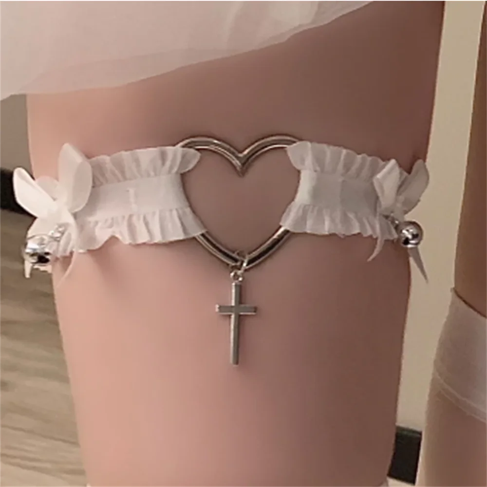 

Gothic Lace Garter Belt Heart Bowknot Cross Lolita Leg Garters Elastic Choker Leg Ring Strap Cosplay Bondage Lingerie Harness