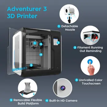Flashforge 3D Printer Adventurer 3 DIY Kit Auto leveling WIFI Out of Box Built in
