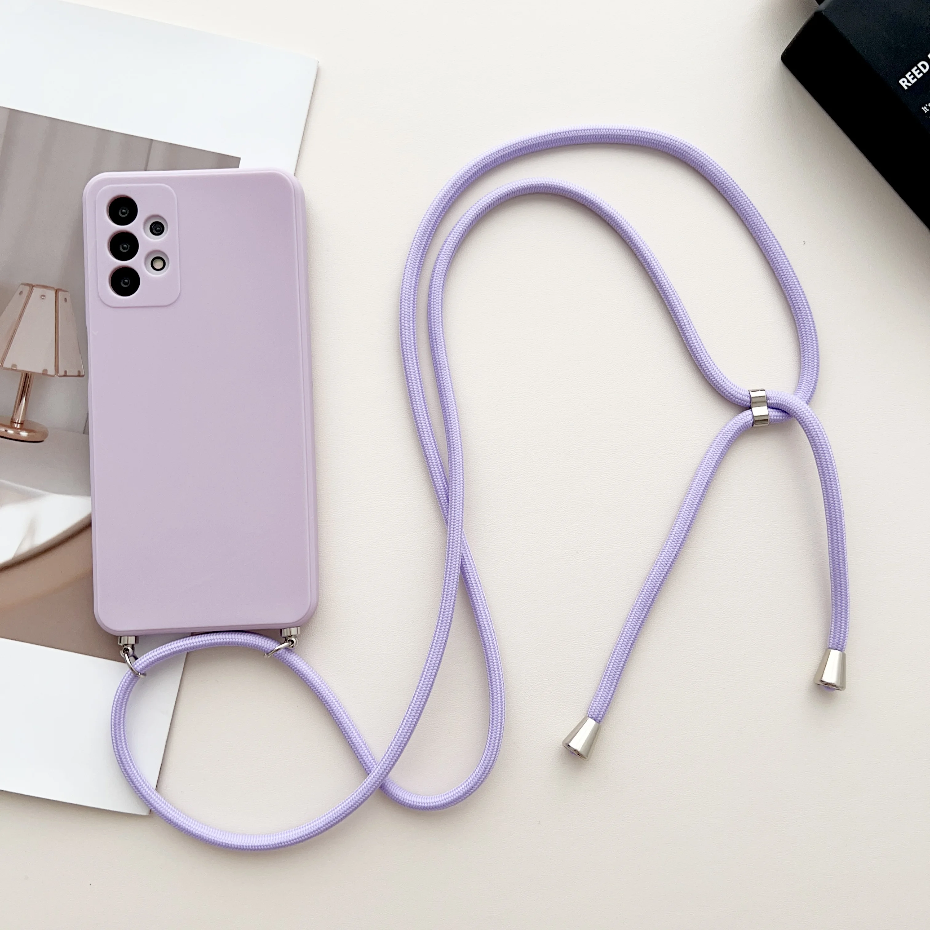 thumbnail image 1 of Strap Cord Chain Case For Samsung Galaxy A54 A14 A53 A52 A51 A34 A33 A13 S23 S22 Ultra S21 FE Necklace Lanyard Rope Matte Cover, 1 of 5
