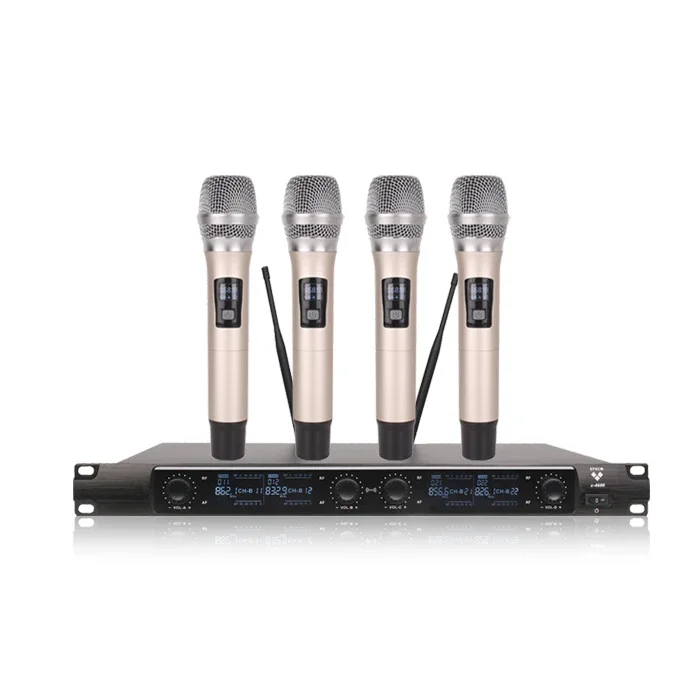 

EPXCM/X-4600 ODM/OEM Professional 4 channel handheld wireless moving coil microphone For Church Home Karaoke Meeting