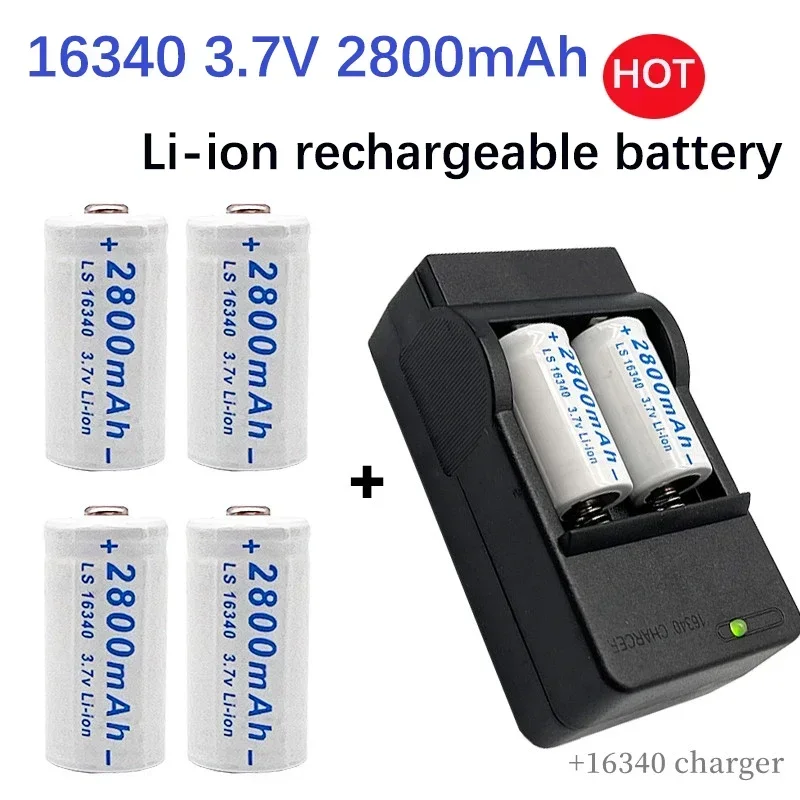 

2023 NEW CR123A RCR 123 ICR 16340 Battery 2800mAh 3.7V Safety Camera Rechargeable Battery Lithium Ion L70 Plus Charger