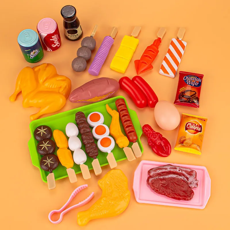 Baby Pretend Play Kitchen Kids Toys Simulation Barbecue Cookware Cooking Food Role Play Educational Gift Toys for Girls Children 4