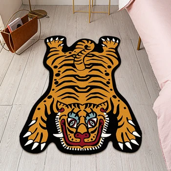 Tiger Carpet Bedroom Home Cute Animal Rug Living Room Decor Area Rugs Kid Creativity Cartoon Bedside Floor Mat Anti-slip Doormat 2