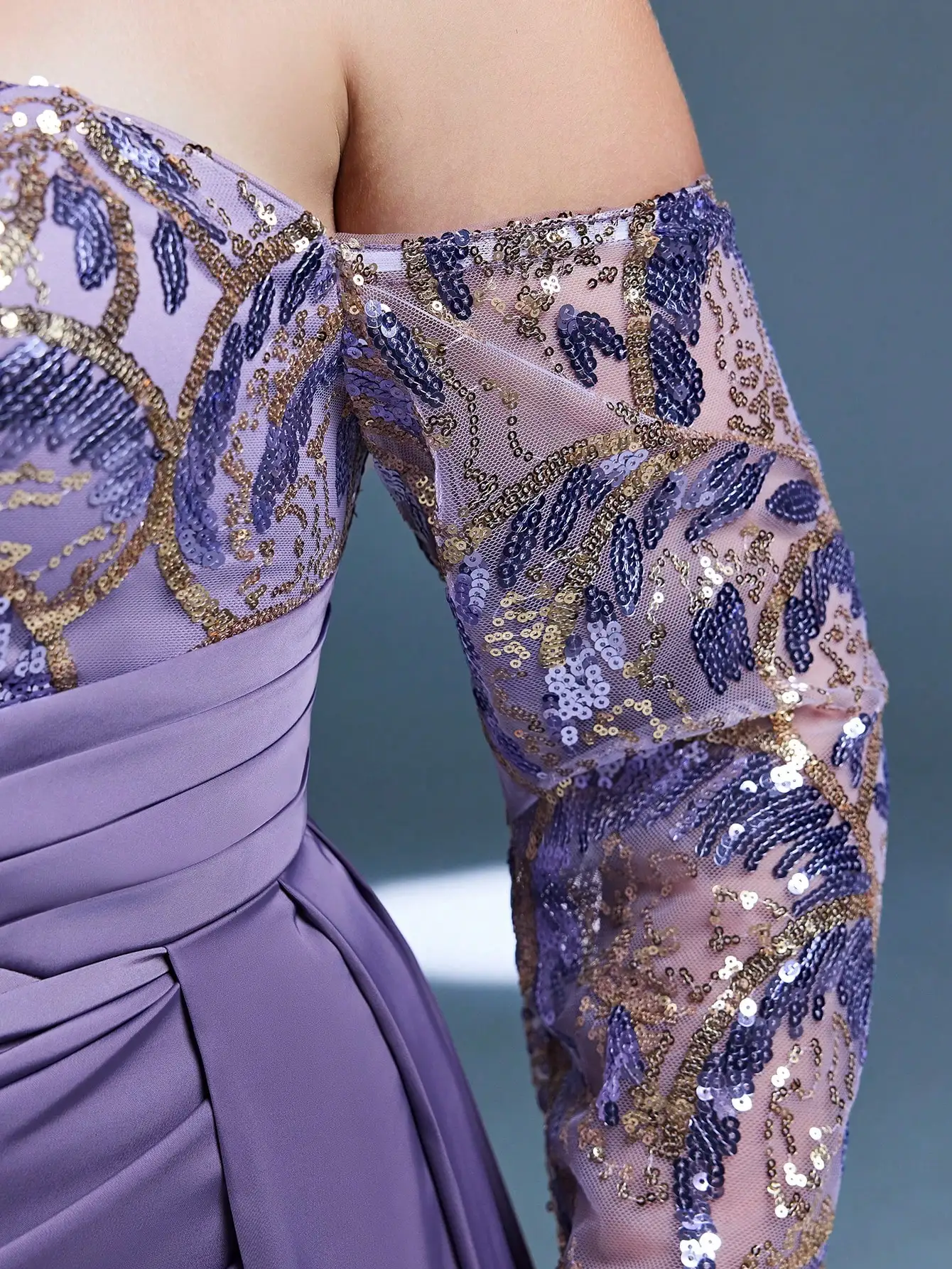 فساتين MGIACY ترتر سهرة فتحة عالية