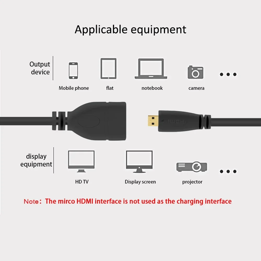 HDMI Cable Adapter Micro HDMI to HDMI Cable HDMI Extension Cable Conversion Cable Adapter 6 Inch Micro HDMI-compatible Cable Male To HD Female Adapter Convertor 15cm