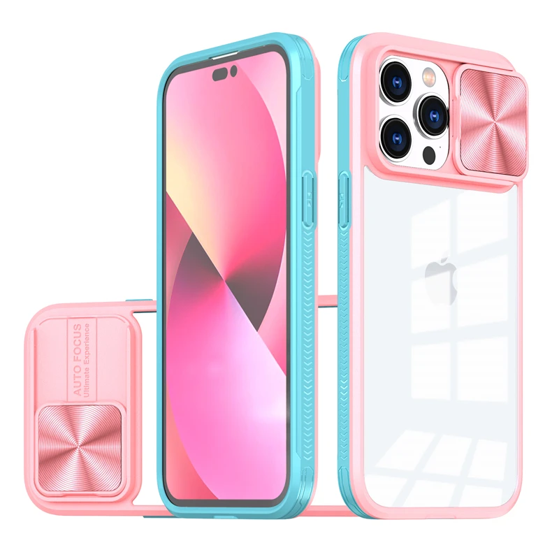 Slide Camera Protection Hybrid Acrylic Clear Shockproof Armor Case - Durable Hard Cover
