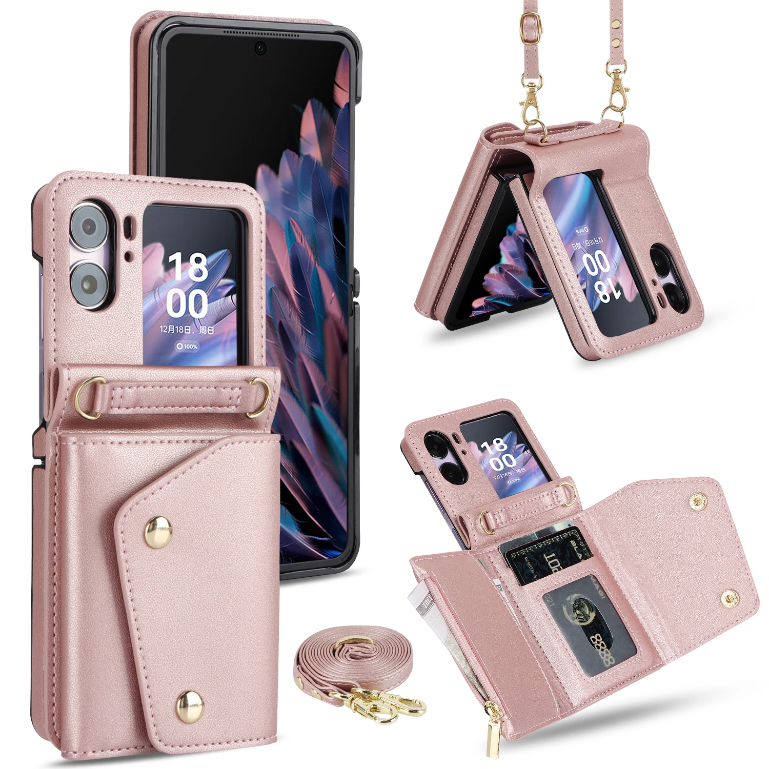 

Многофункциональный кожаный кошелек-Кроссбоди на молнии для OPPO Find 2