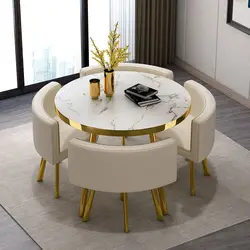 Table ronde légère de luxe, combinaison de table à manger et chaise, pour réception de bureau, boutique, vente de célébrités 