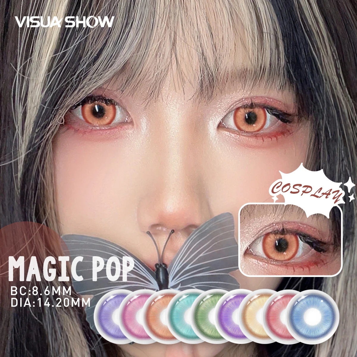 

VISUASHOW 2Pcs Multicolored Colored Contact Lenses 1Pair Anime Cosplay Color Contact Lenses Half Year Anime Accessories Eye Lens