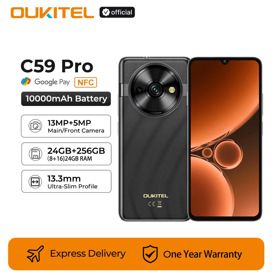Oukitel C59 PRO smartphone 10000mAh Battery 24GB+256GB 6.88