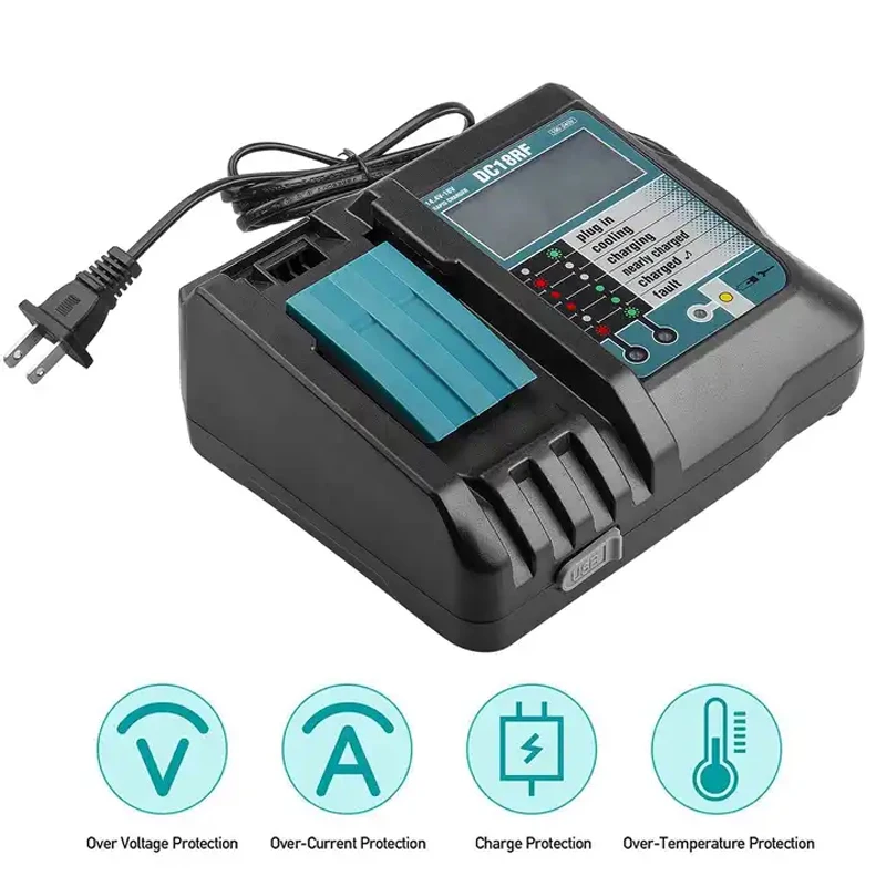 

DC18RF 14.4V-18V 3.5A Lithium ion Battery Charger with USB Port Replacement For Makitas Battery BL1830 BL1850 BL1860 BL1430