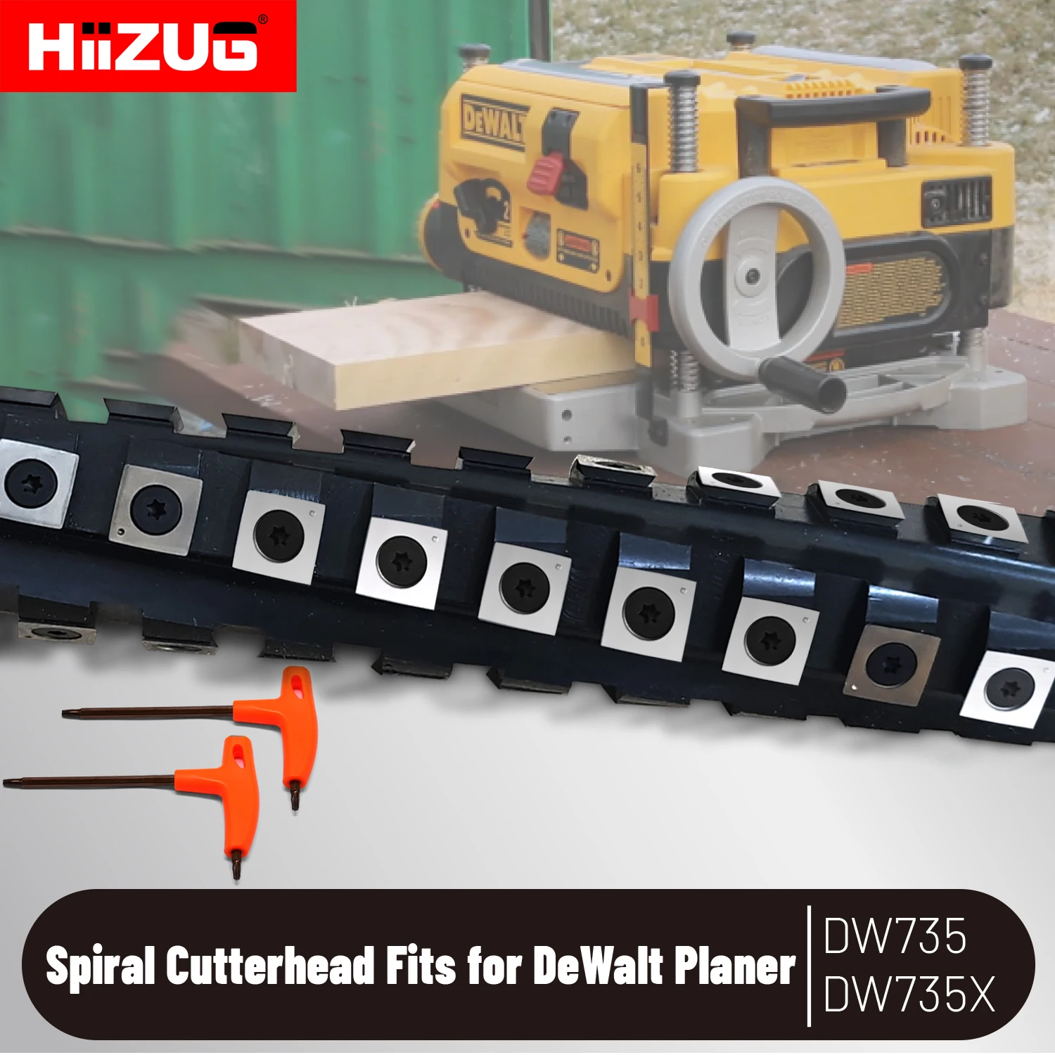 Dewalt DW735 DW735X Planer Spiral Helical Cutter Head 13 inch/332mm 4 Rows with 56Pcs Carbide Inserts for Planer Thicknesser