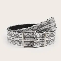 Elegant White Floral Lace Waist Belt - Adjustable Fashion Accessory (A1)