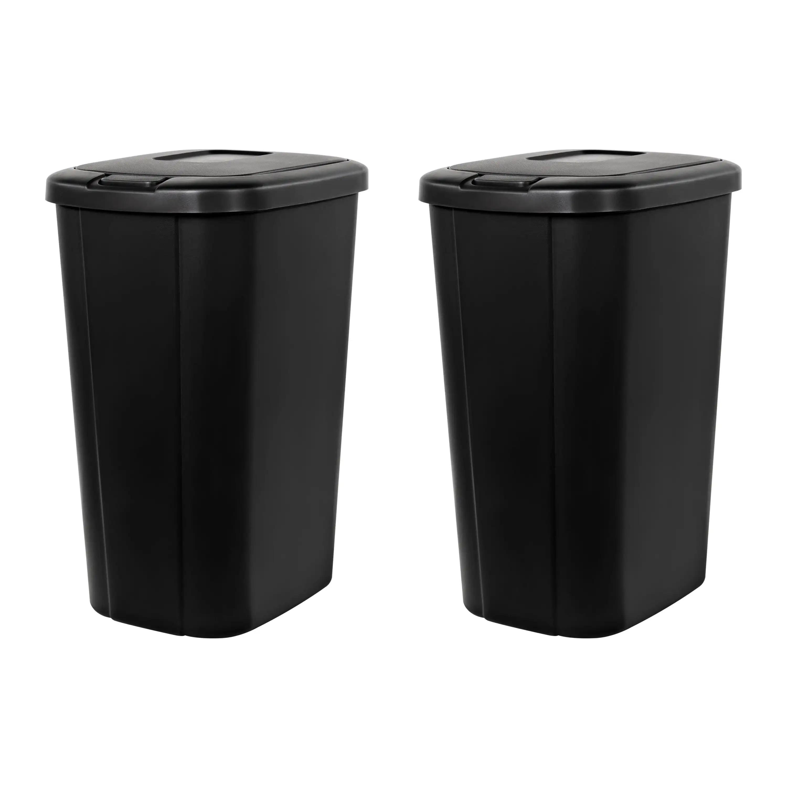 

13.3 Gallon Trash Can, Plastic Touch Top Kitchen Trash Can, Black (2 Pack)