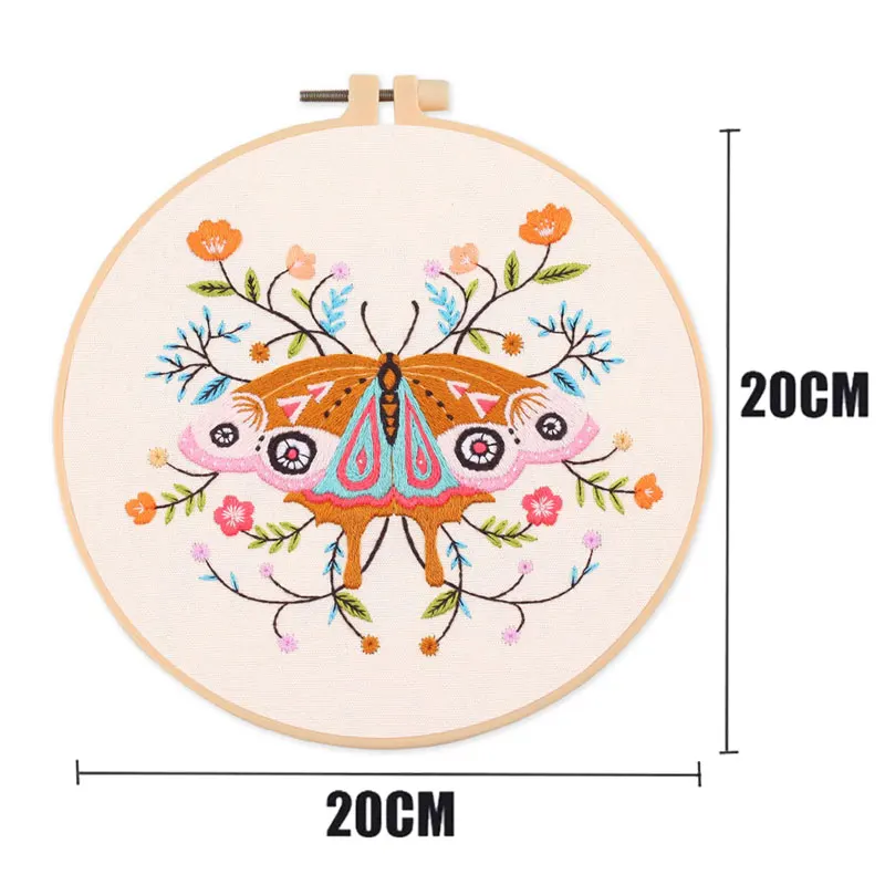 Embroidery Kit for Beginner DIY Butterfly Printed Pattern Flower Cross Stitch Set Needlework Hoop Handmade Sewing Art Craft Kit embroidery set embroidery kits