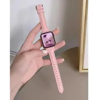 Bracelet en cuir mince pour bracelet de montre Apple 44mm 45mm 41mm 40mm 38mm bracelet pour femme iWatch série 9 8 7 6 5 4 3 SE Ultra 2 49mm 3