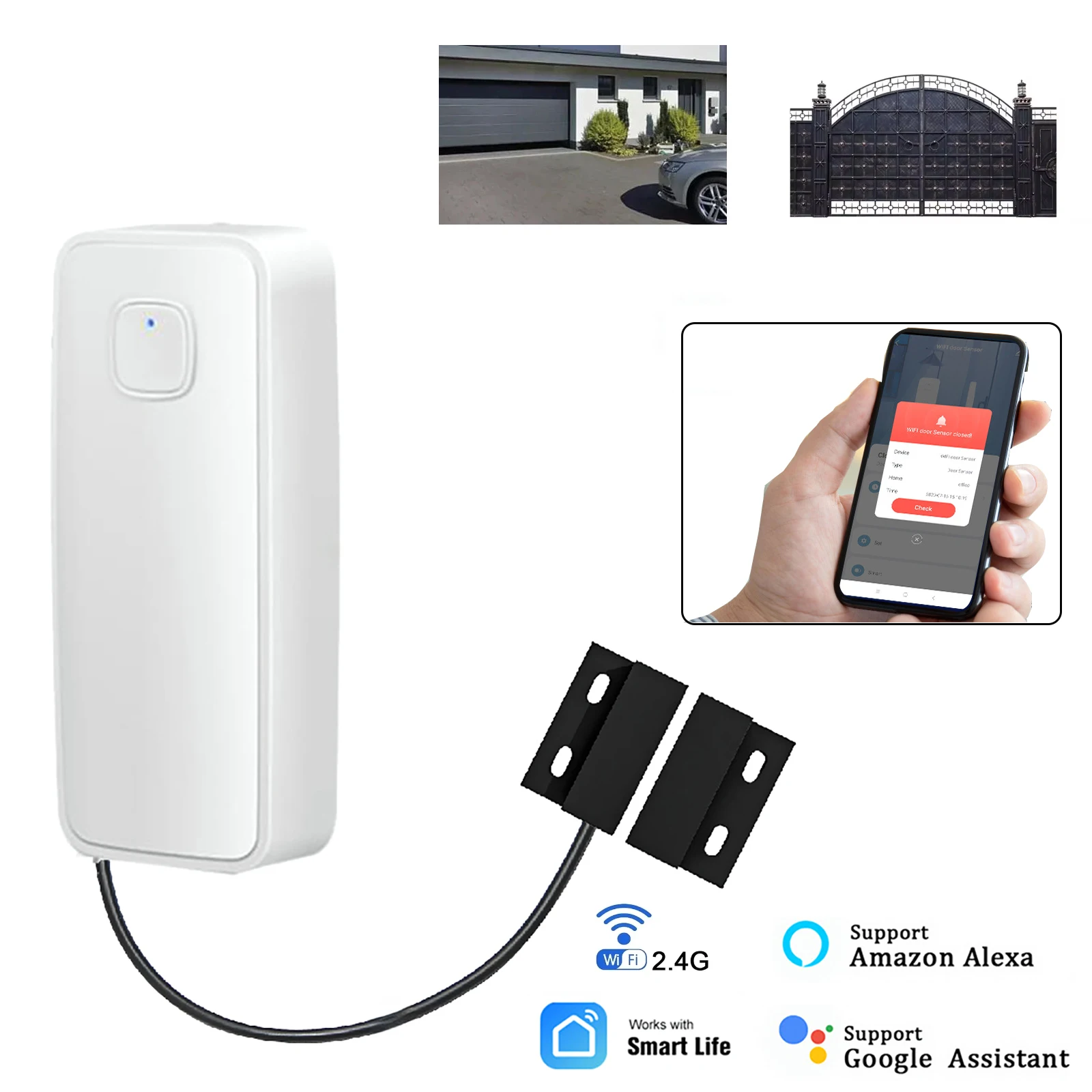 חיישן דלת חכם Tuya עם WiFi ויישום נייד