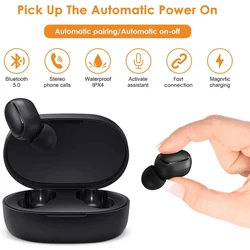 Wireless Bluetooth Noise Cancelling Earbuds with Microphone (Black)
