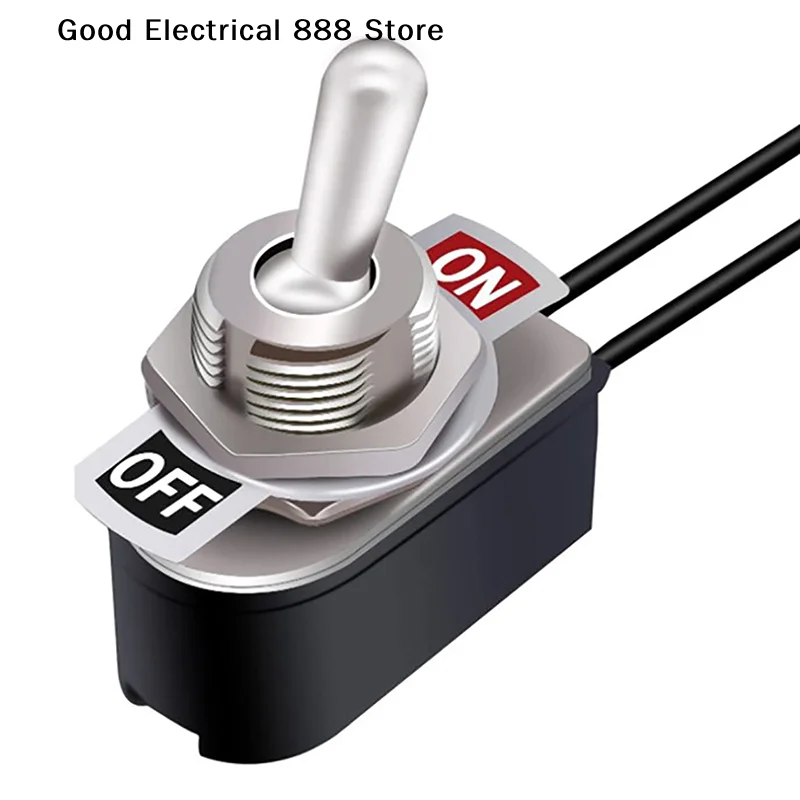 【GE】1Pcs AC250V 3A On/Off 사전 배선된 표준 토글 스위치(와이어 케이블 포함) KNS-1 SPST 접점 스위치 전기 장비