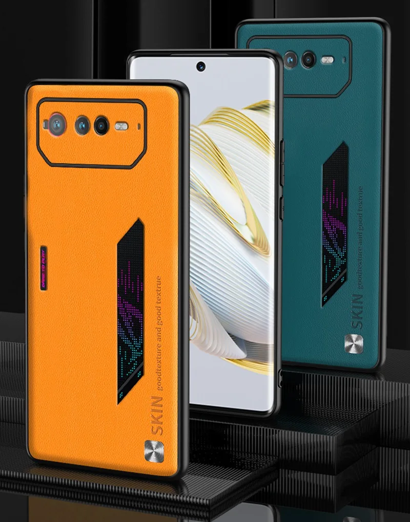 Luxury PU Leather Phone Case For Asus ROG Phone 6 Back Cover Matte Silicone Shockproof Full Camera Protection Case Coque_voghion.com