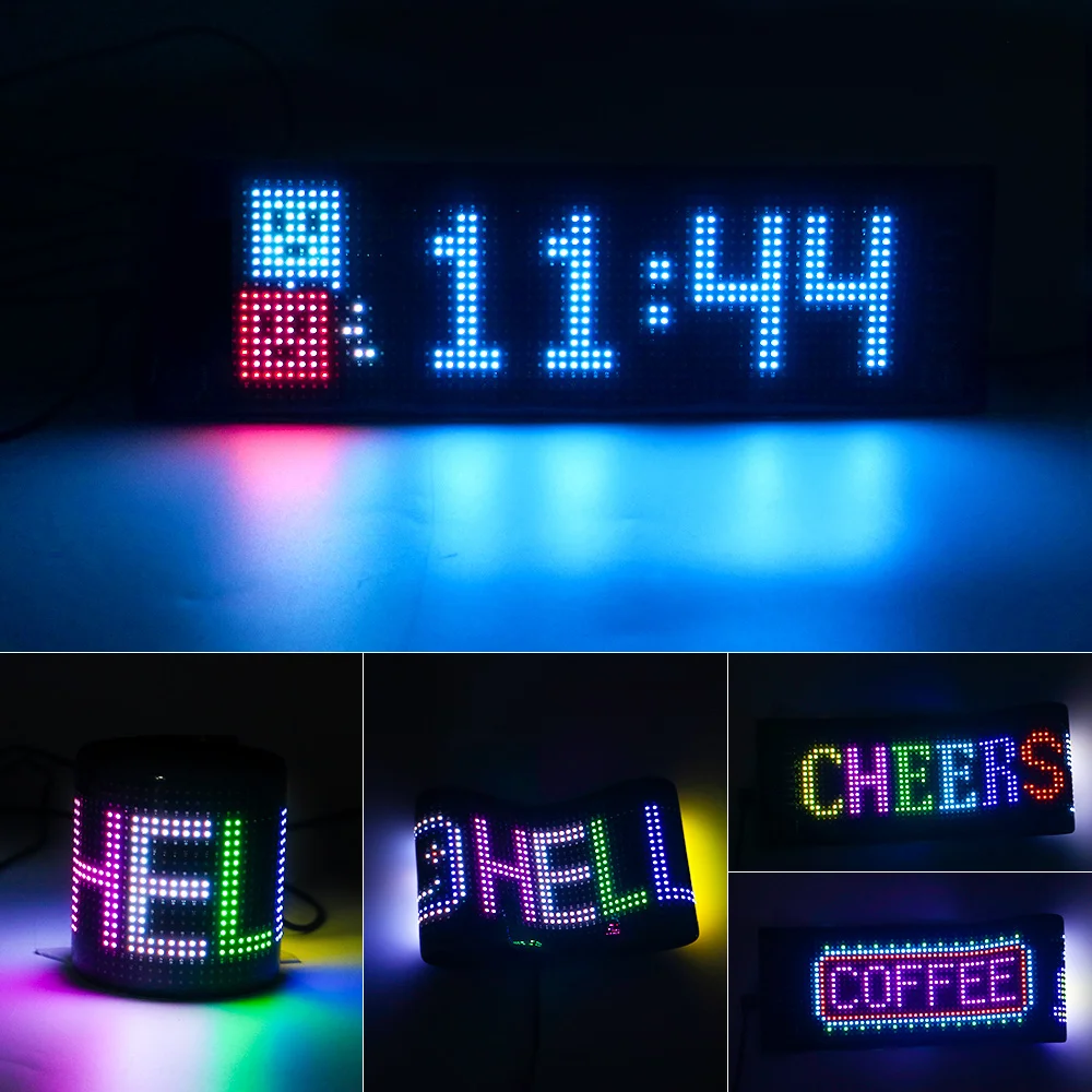 USB LED 매트릭스 픽셀 패널 조명, 앱 제어, 스크롤링, 밝은 광고, LED 사인, 유연한 DIY, 자동차 창 애니메이션, 5V